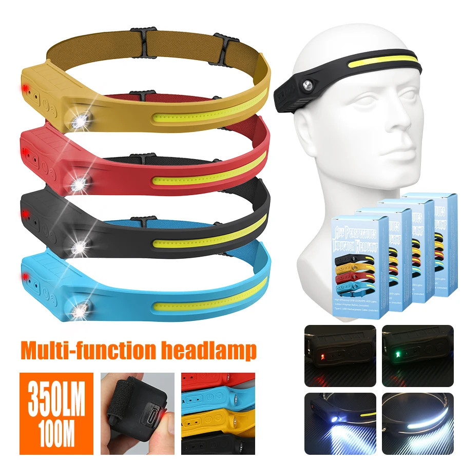 Headlamp Waterproof Rechargeable - Lampada frontale ricaricabile Sensore di movimento