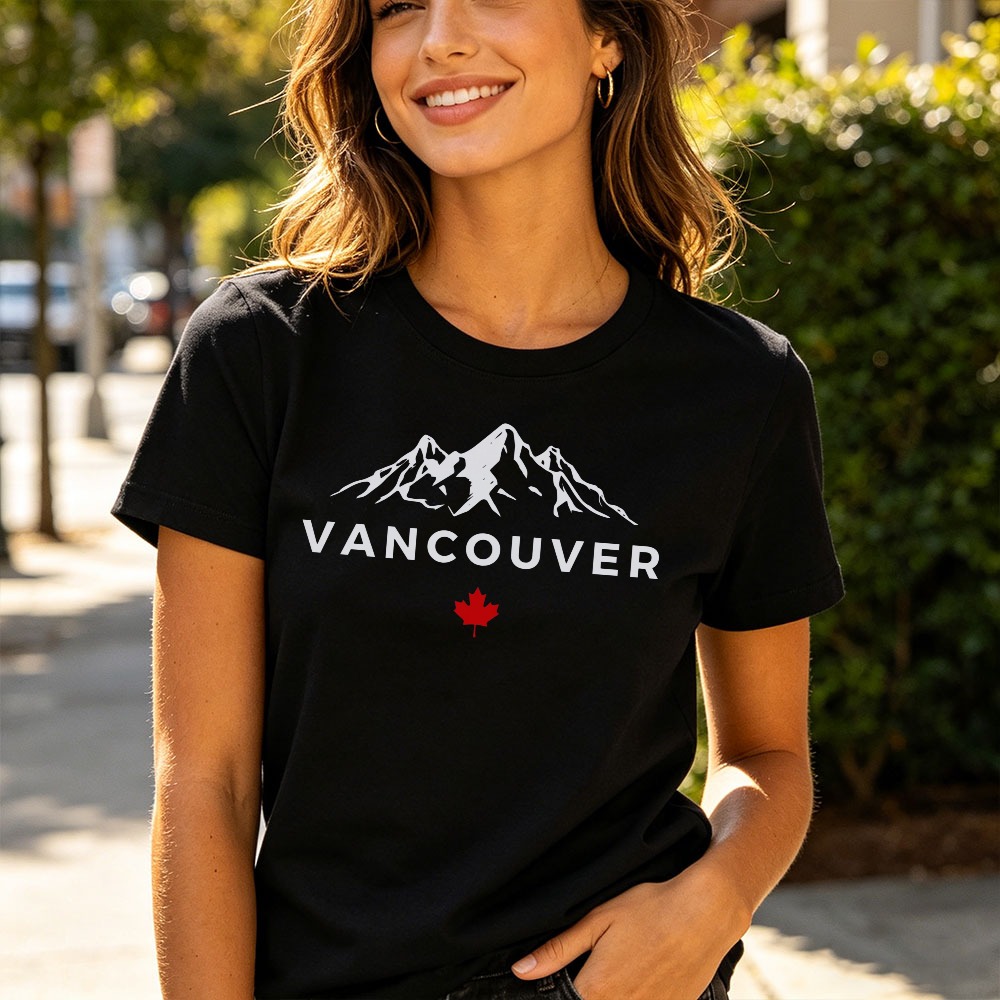Outdoor Adventure Club - Maglietta Vancouver Canada Mountain, traspirante, per