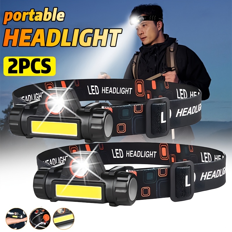 Headlamp Waterproof Rechargeable - Torcia frontale a LED super luminosa,