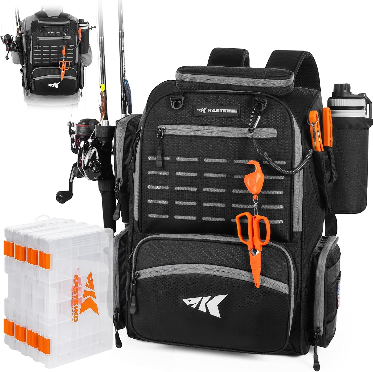 Outdoor Adventure Images - Zaino da Pesca Impermeabile con Portacanne,