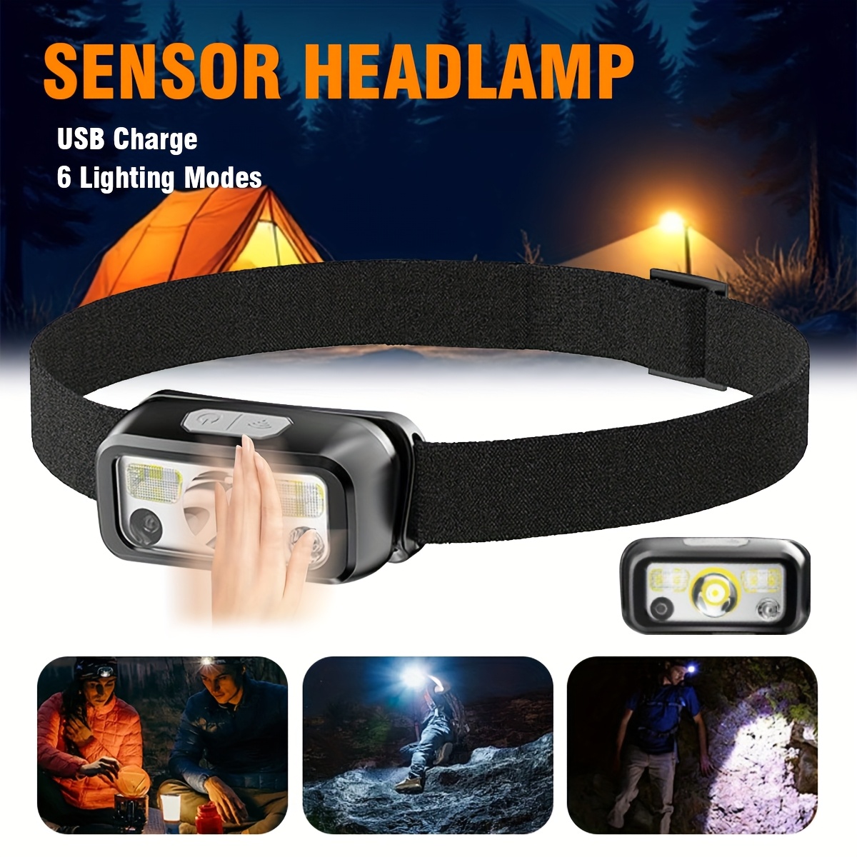 Headlamp Waterproof Rechargeable - Potente Lampada Frontale LED COB con