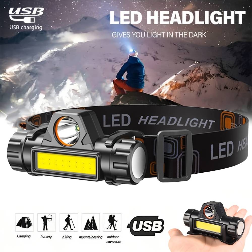 Headlamp Waterproof Rechargeable - Torcia super luminosa ricaricabile USB impermeabile
