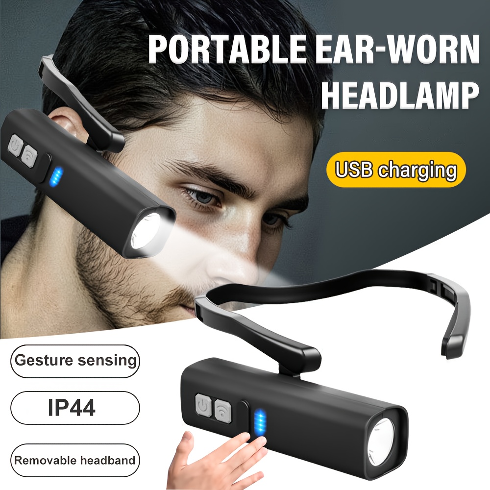 Headlamp Waterproof Rechargeable - Lampada frontale con clip per orecchio