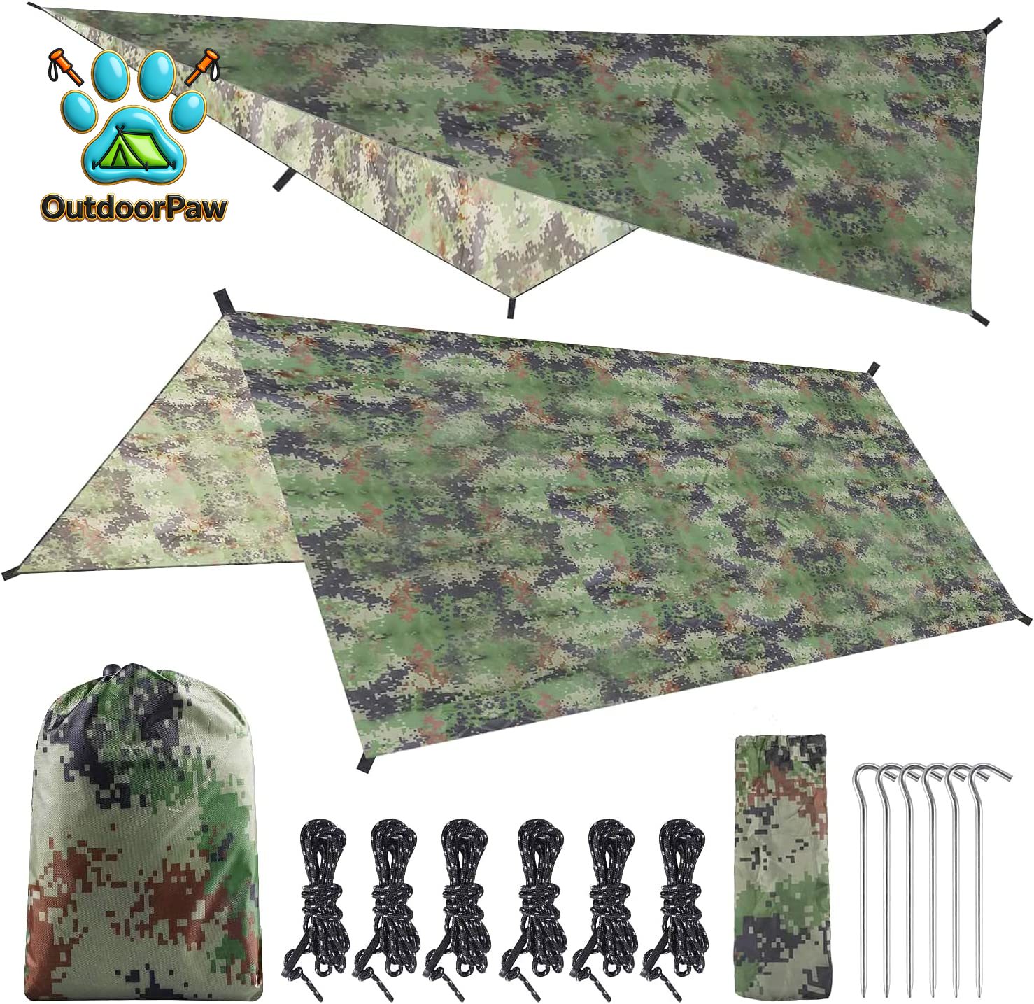 Hammock Rain Tarp - Telo Tenda Antipioggia per Amaca 3x3M,